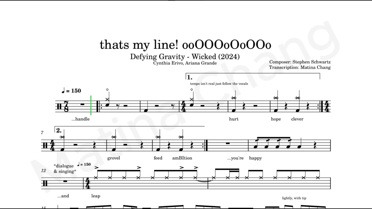 Defying Gravity - Wicked (2024) | Drum Transcription