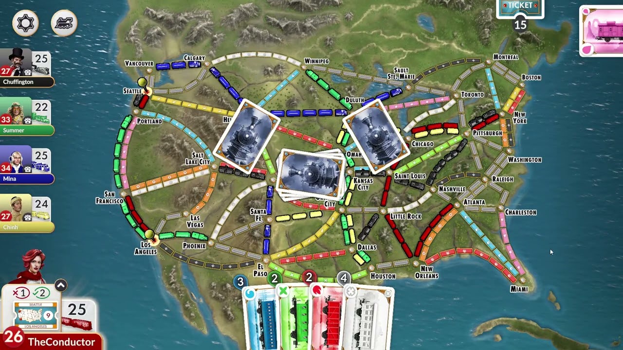 Lucky Ticket Chain After a Block | Ep 12 | Ticket to Ride (Steam) | USA Map | 5 Players
