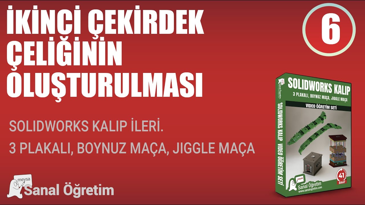 6) Çekirdek Çeliğinin Oluşturulması | SolidWorks Kalıp İleri. 3 Plakalı, Boynuz Maça, Jiggle Maça
