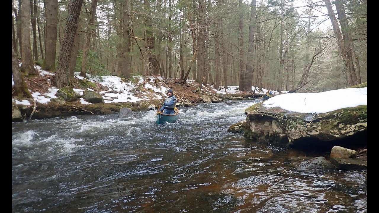 Whitewater Canoeing Bigelow Brook and the Natchaug River - 4x Timelapse