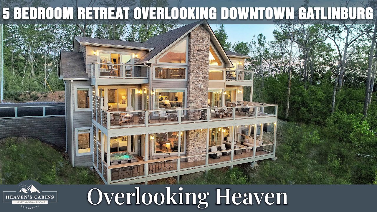A stunning 5 bedroom cabin overlooking the Smoky Mountains & Gatlinburg | Just 1 mile from downtown