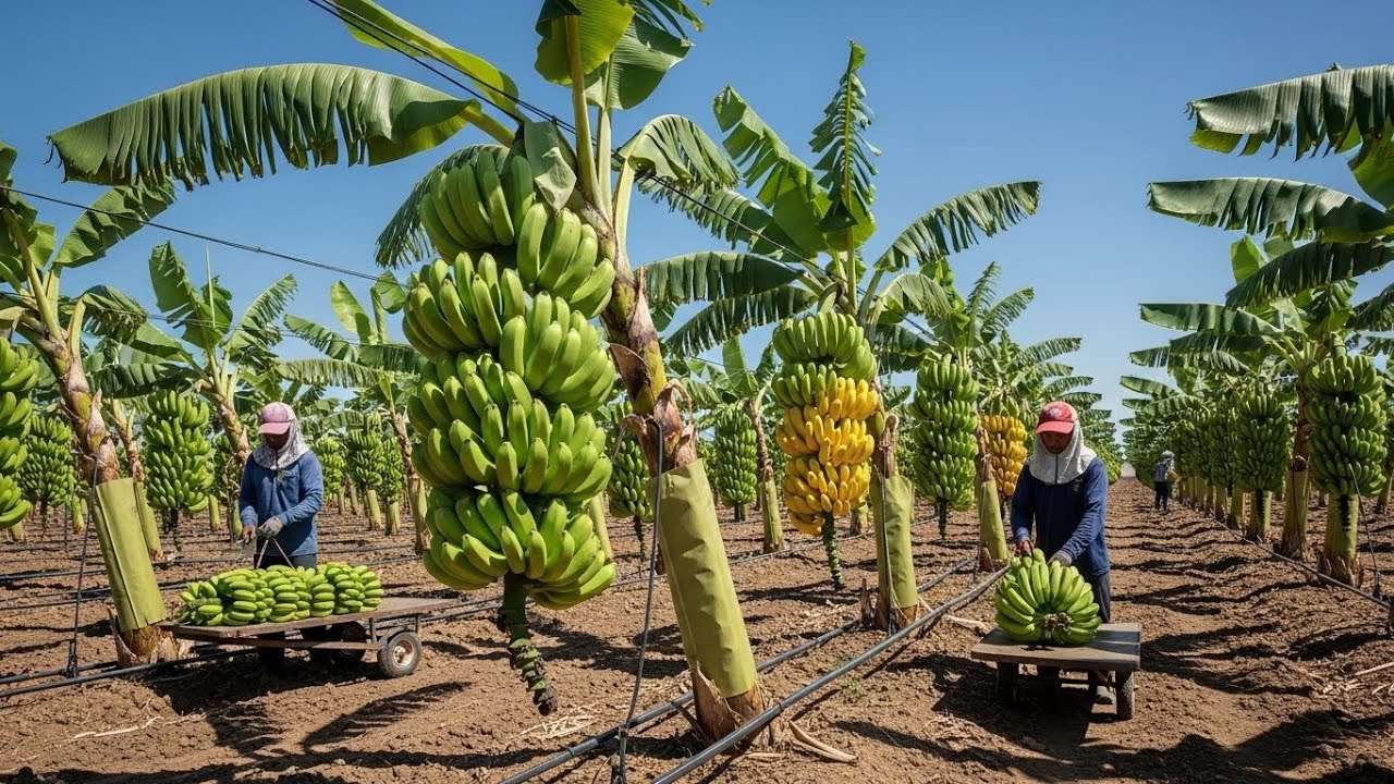 How Bananas Are Harvested in Large Orchards | Modern Farming System
