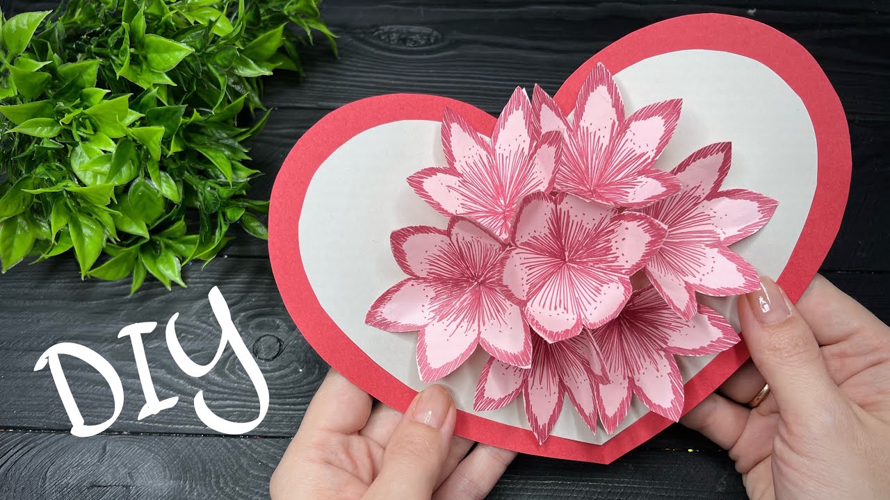 DIY 3D Открытка Сердце на День святого Валентина Открытка Своими руками