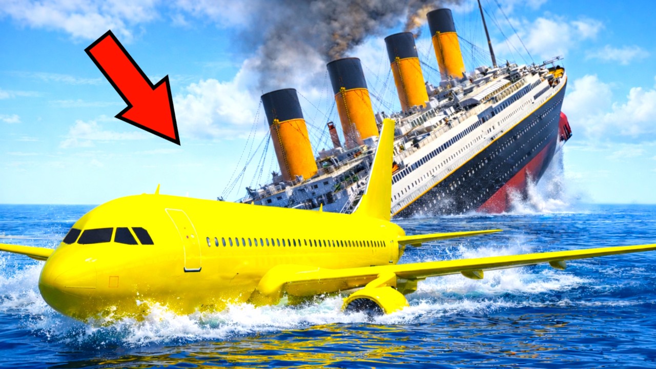 Airplane Landing On Water And Titanic Ship Crashes Into Plane Then Sinks | GTA 5