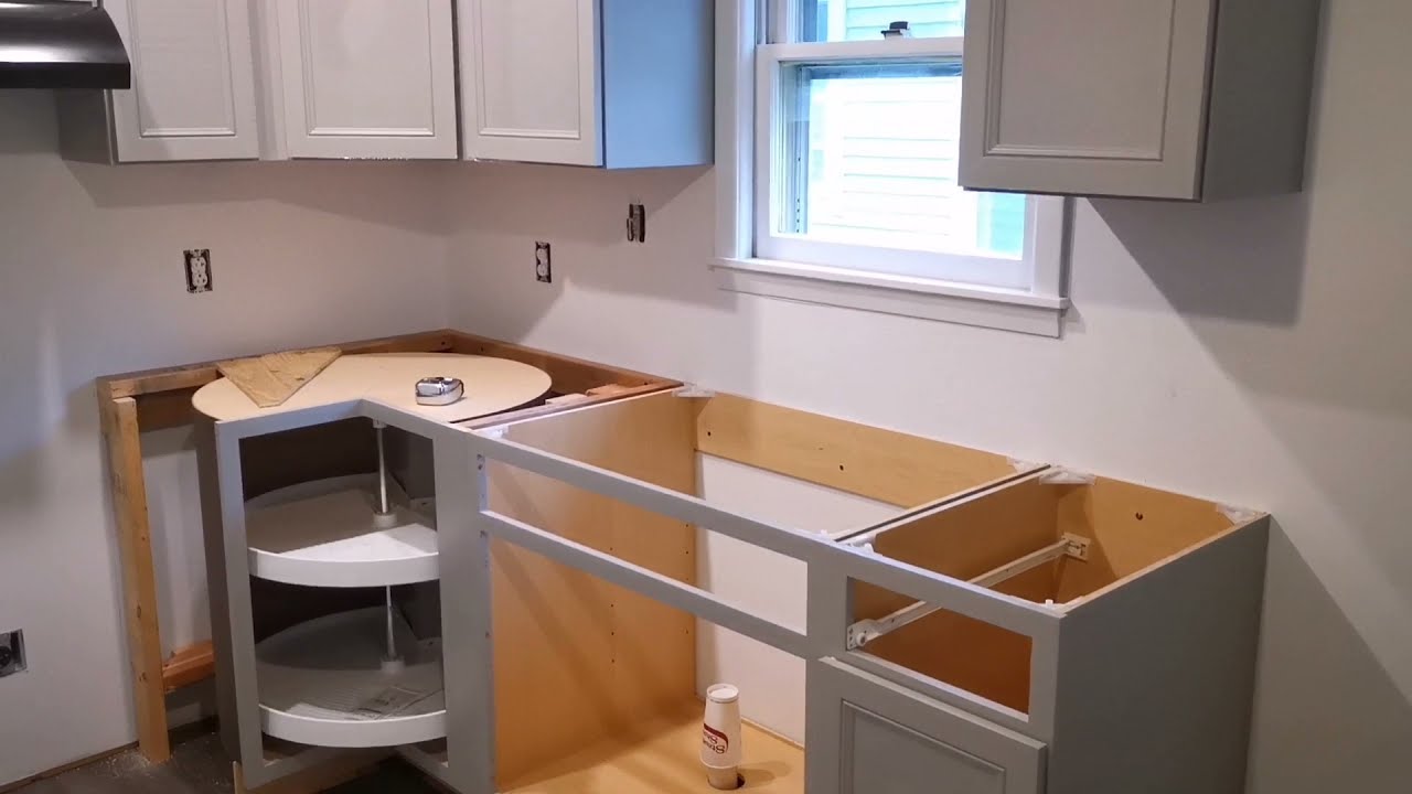 How to install frameles Lazy Susan corner kitchen cabinet