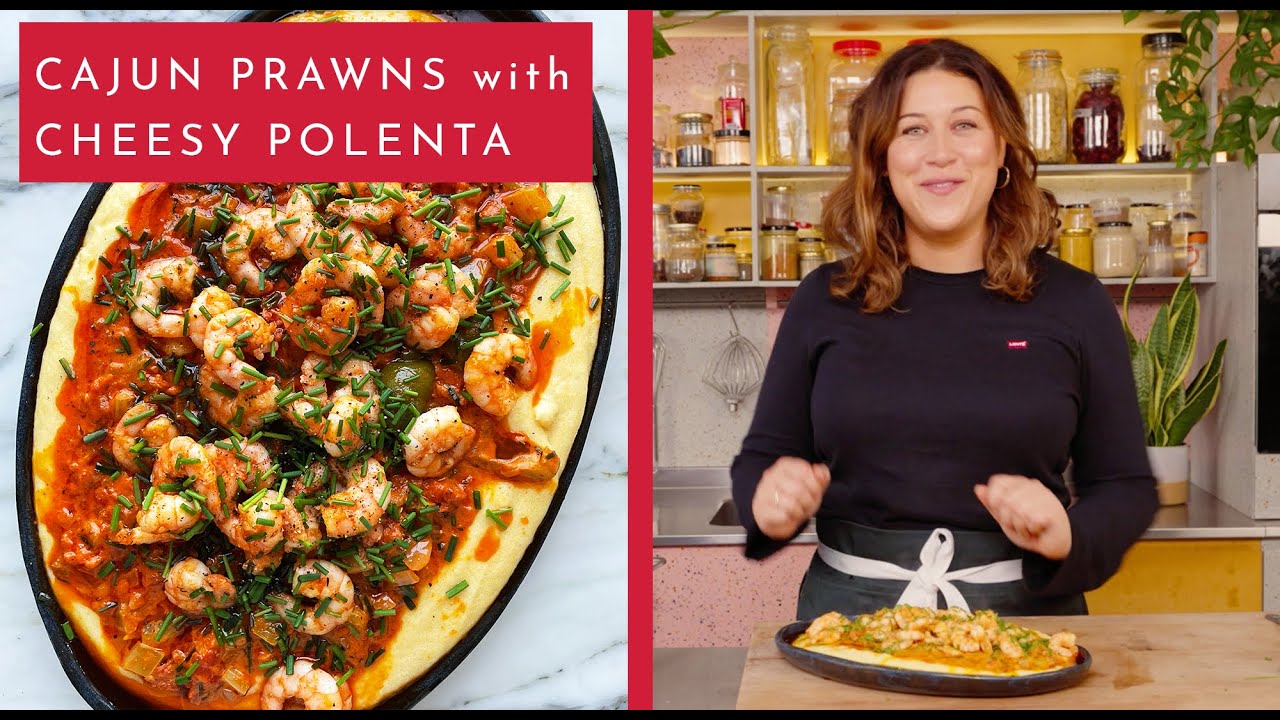 Cajun prawns, creamy tomato sauce and cheesy polenta