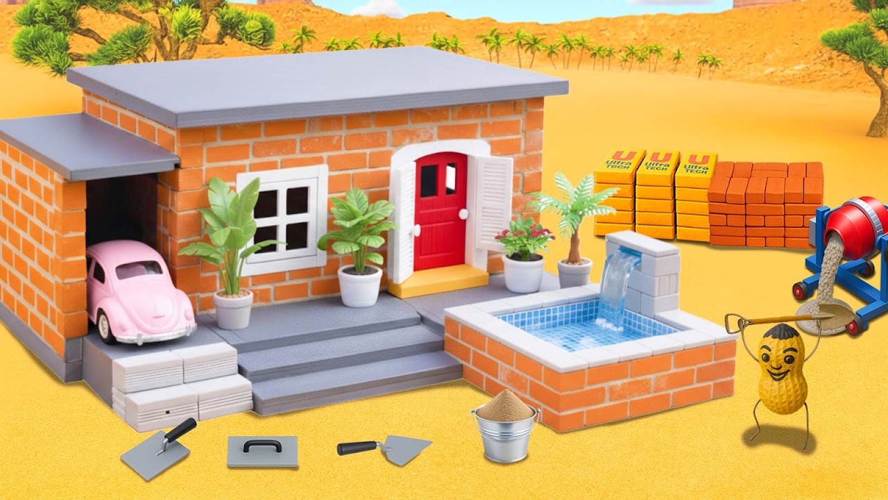 DIY Construction Science Project - Build a Beautiful Brick House with Small Garden Pool