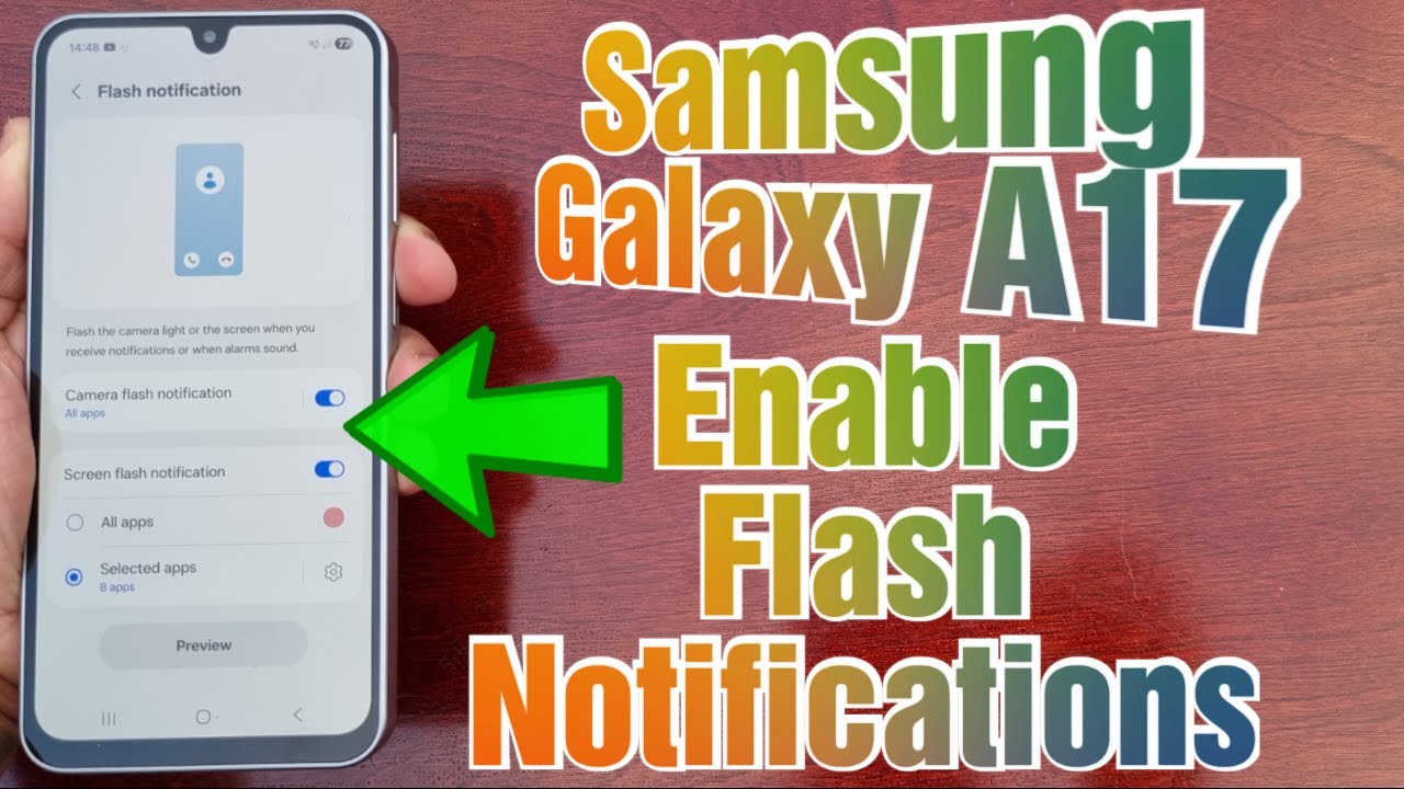 Samsung Galaxy A17 5G: Включите вспышку для уведомлений. Используйте светодиод камеры или экран д...