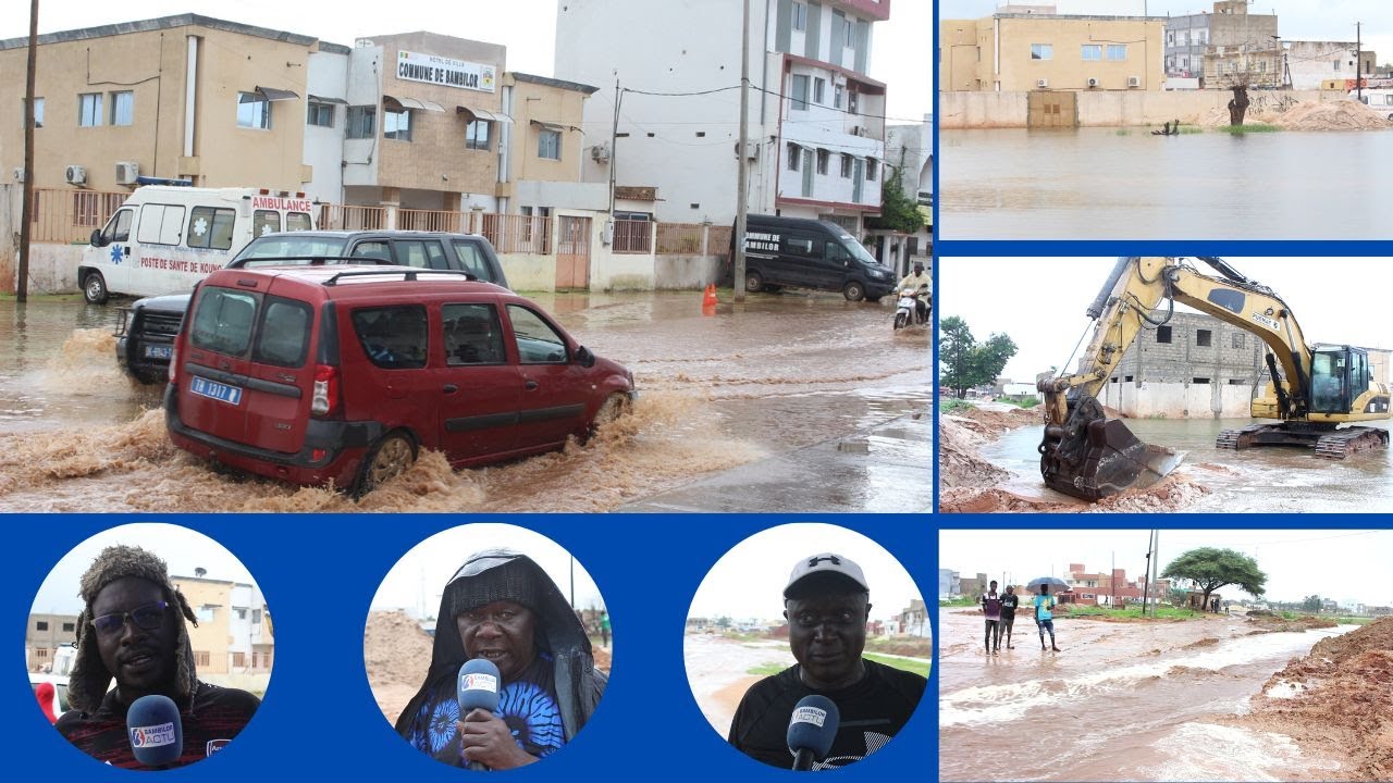 SITUATION CRITIQUE A BAMBILOR:les eaux de pluies occupent la place du 23 et dévaste des alentours...