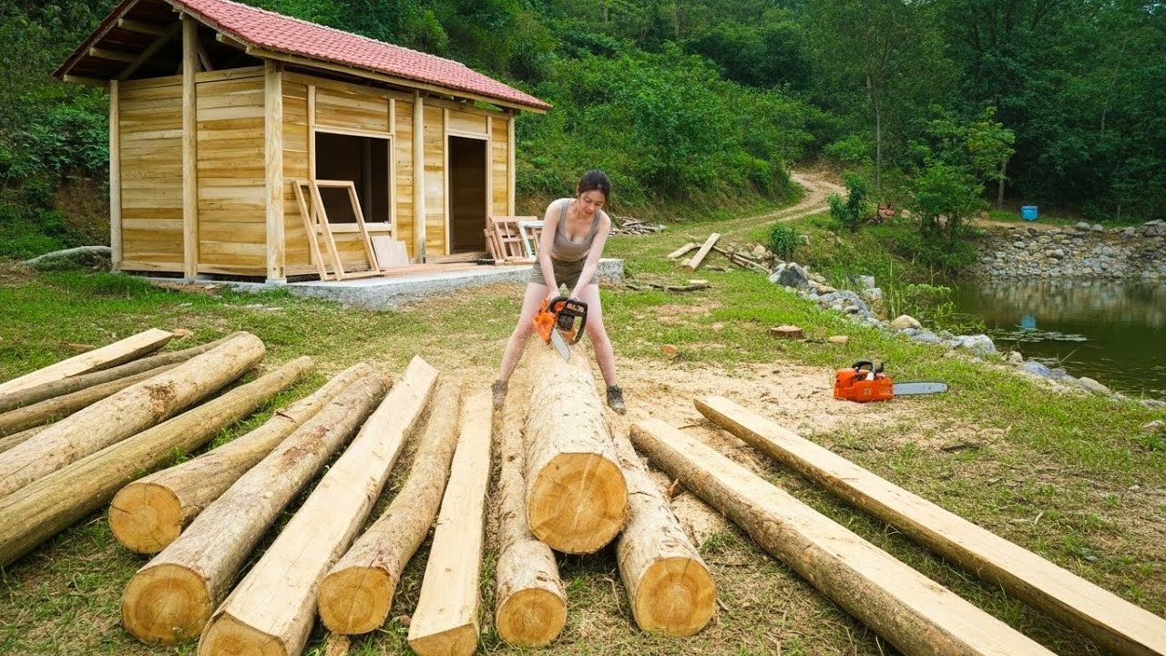 From Raw Forest Logs to a Real Home — How One Woman Built Everything Herself