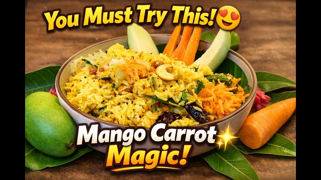 A Twist to Traditional Pulihora! Mango Carrot Pulihora | Ugadi Special | Mini Munch Box Telugu