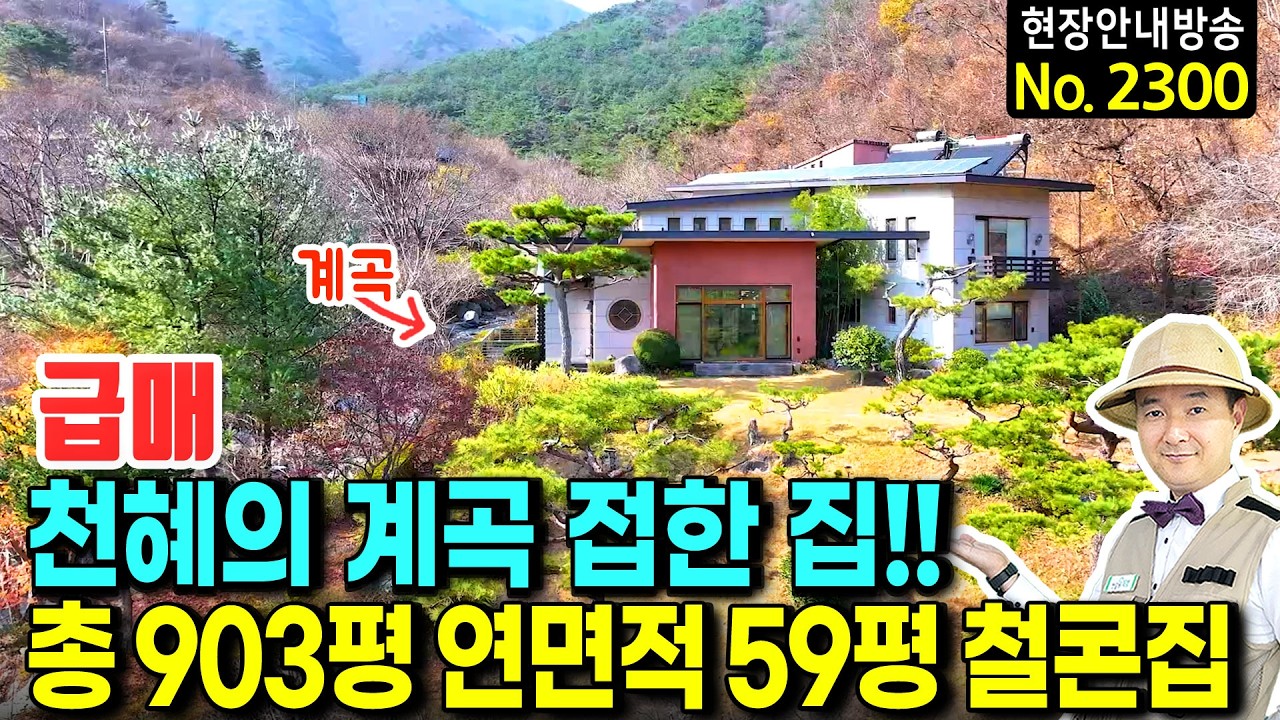 (급매) 천혜의 계곡을 접한 집 전원주택 매매 해발 170미터 청정지역 총 903평 2층 59평의 철근콘크리트구조 독일시스템창호 넓은 정원과 전망까지 산청부동산 - 발품부동산TV