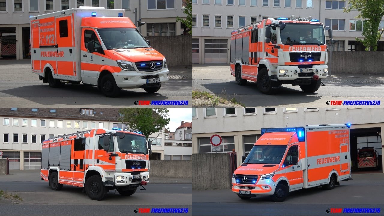 [10 Stunden BF Hildesheim - SRTW rückt aus] Einsatzfahrten Berufsfeuerwehr und Polizei in Hildesheim