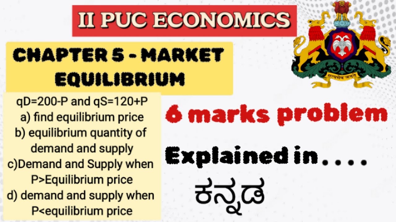II PUC ECONOMICS/6Marks problem/qD=200-p and qS=120+p