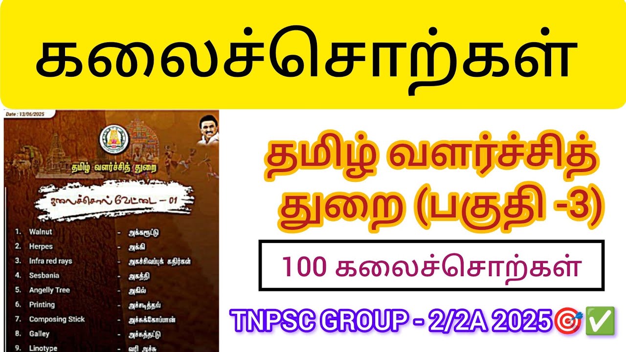 தமிழ் வளர்ச்சித் துறை வெளியிட்ட கலைச் சொற்கள் - 100 ஒரே வீடியோவில்🔥🚨|| தமிழ் இலக்கணம்.🎯🛑📣✅