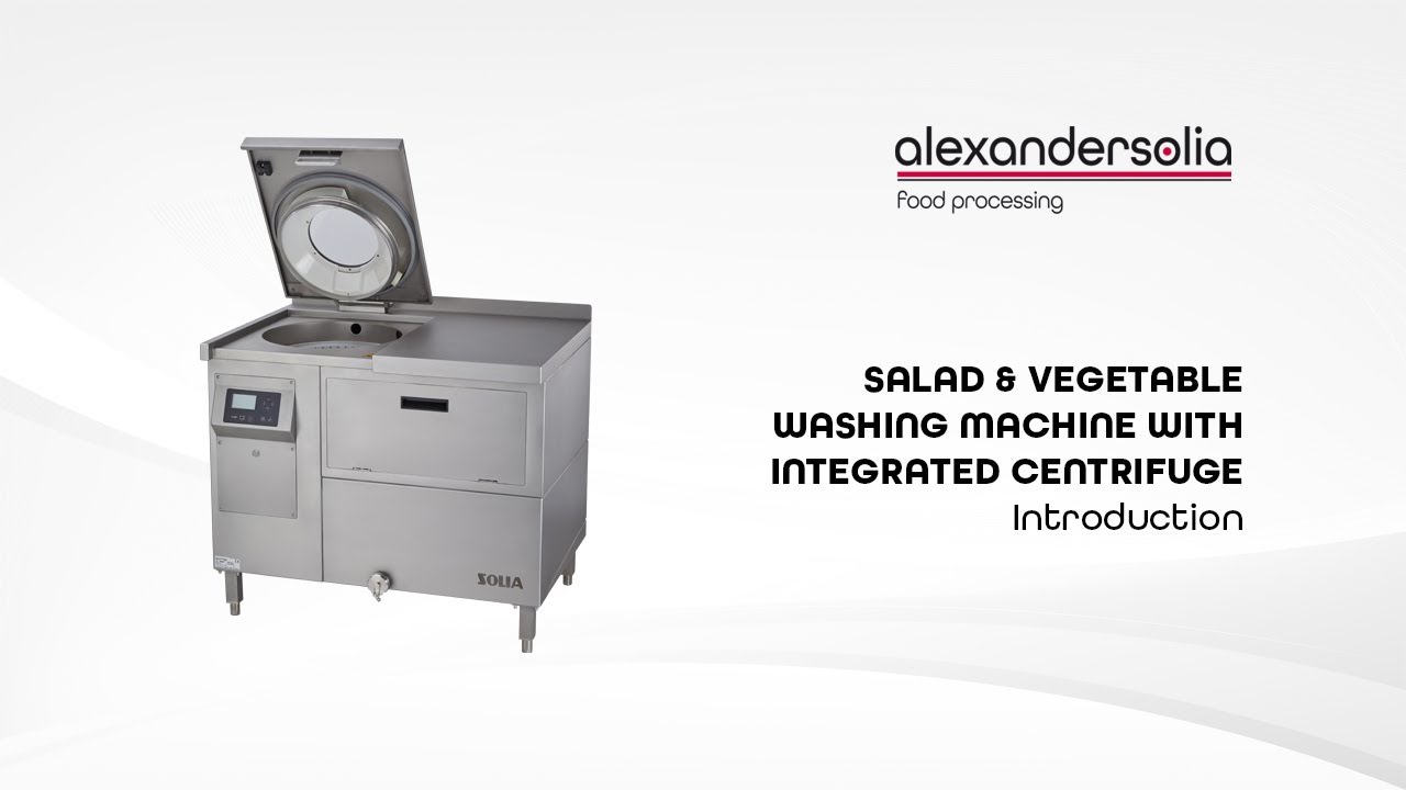 Salad and vegetable washing machine with integrated centrifuge