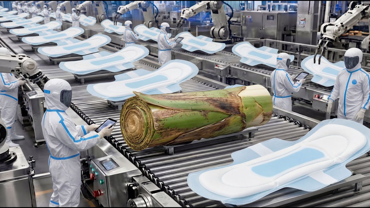 Inside The World's Most Advanced Banana Stem Sanitary Pad Factory