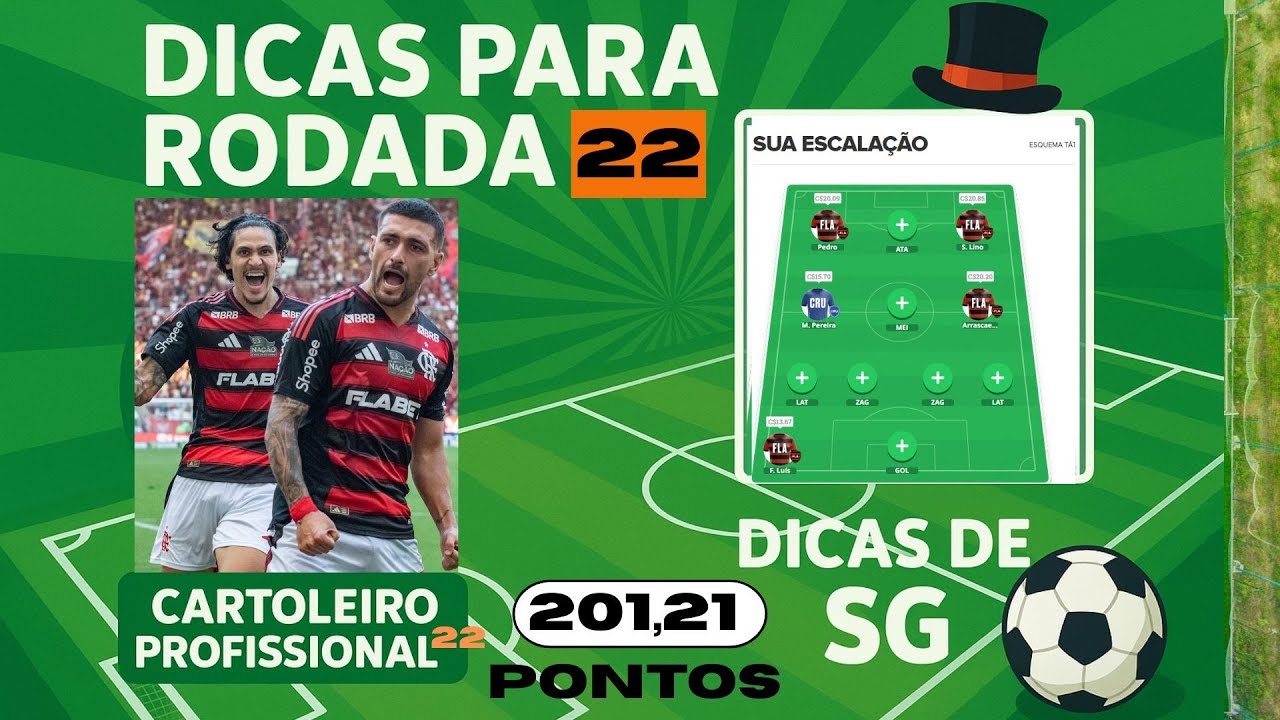 201.21 Pontos - Dicas para 22 rodada - cartola FC - Dicas de SG #cartolafc #cartola