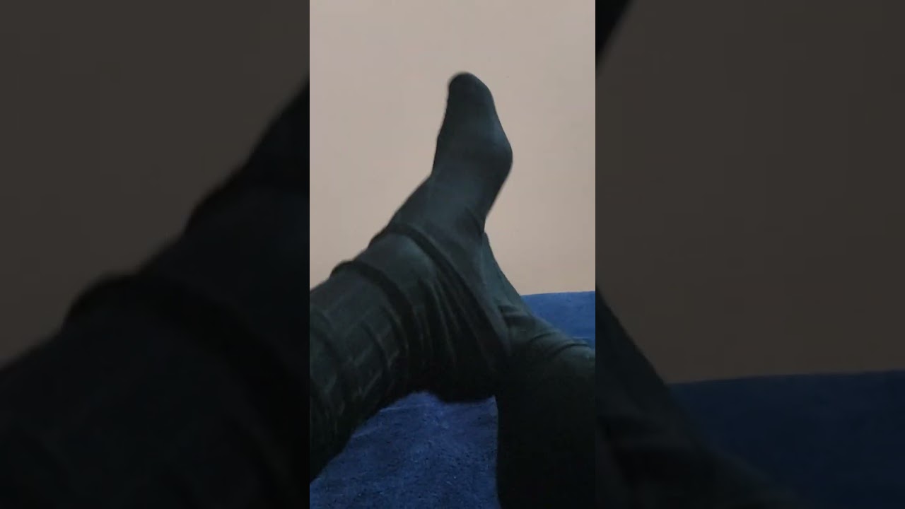 On the Bed Black Nylon Socks Tease