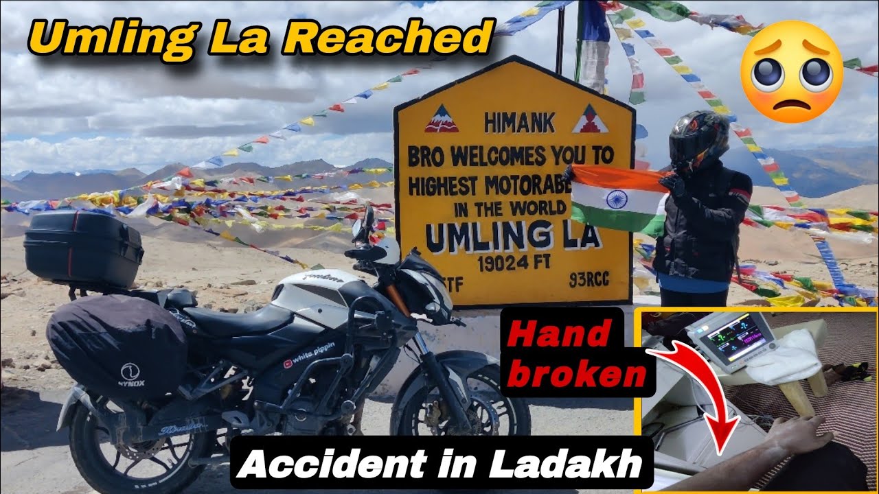 Umling successfully Reached 😇|| Ladakh Ep-33 || My hand broken 😥 || Ride cancel 😔 #whitepippin