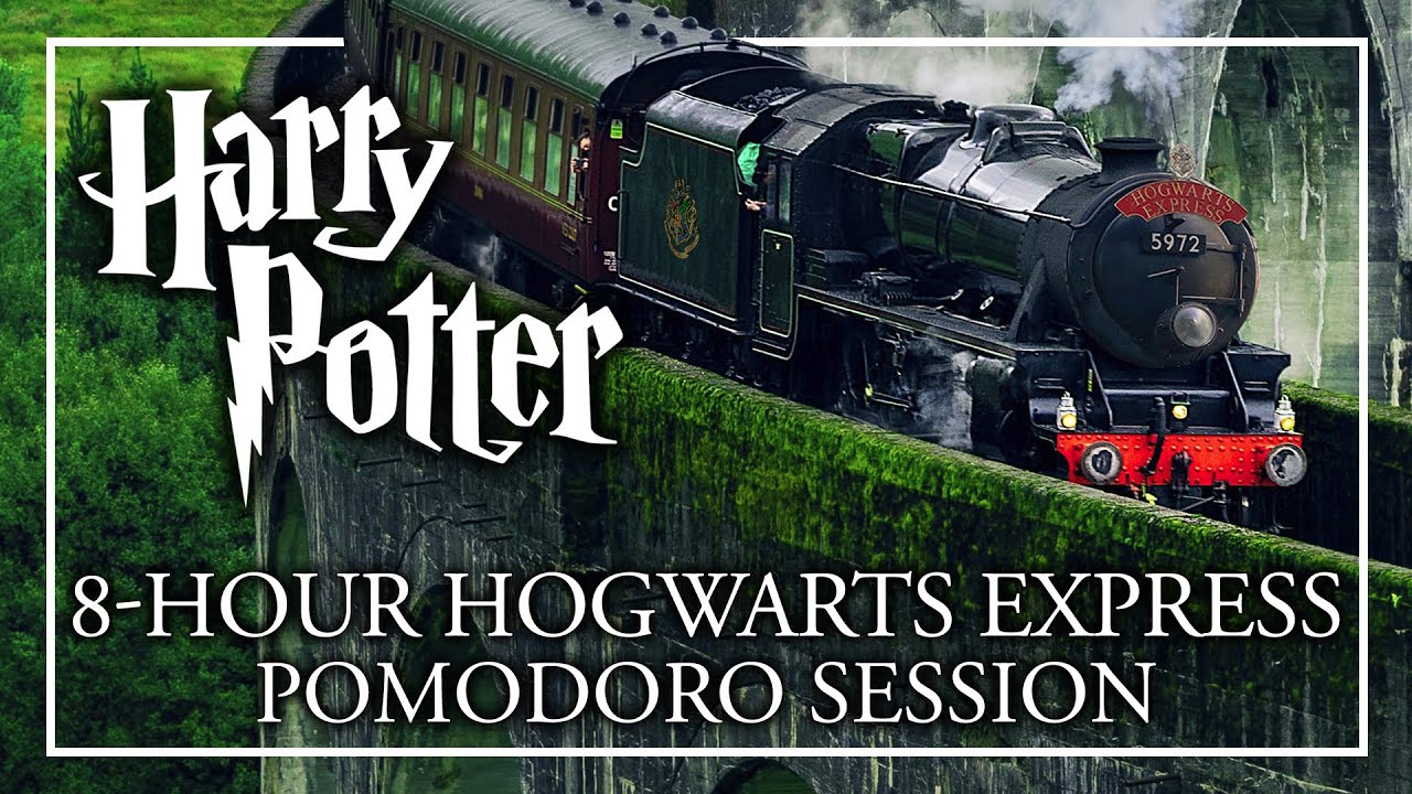 🚂8-HOUR TRAIN TO HOGWARTS🚂 Harry Potter Pomodoro Session - Hogwarts Express Ambience Study ASMR