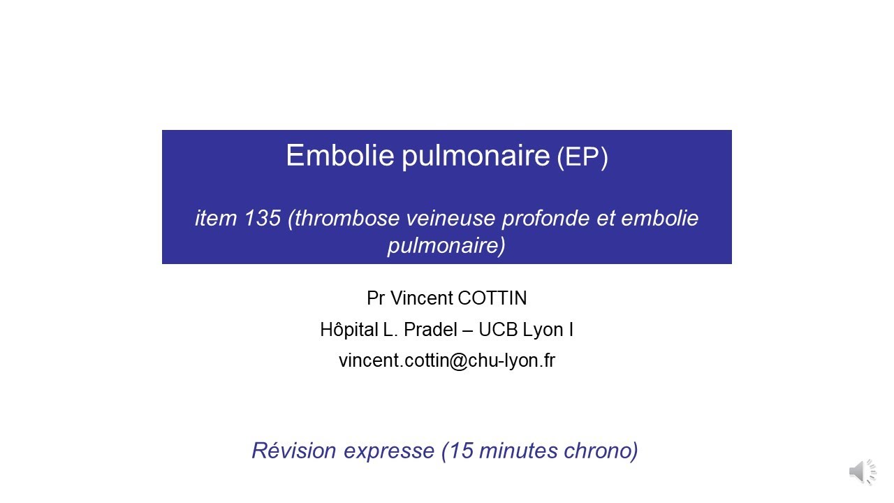 2020_10 RESUME Cours embolie pulmonaire ECN pneumologie Pr V. Cottin Lyon