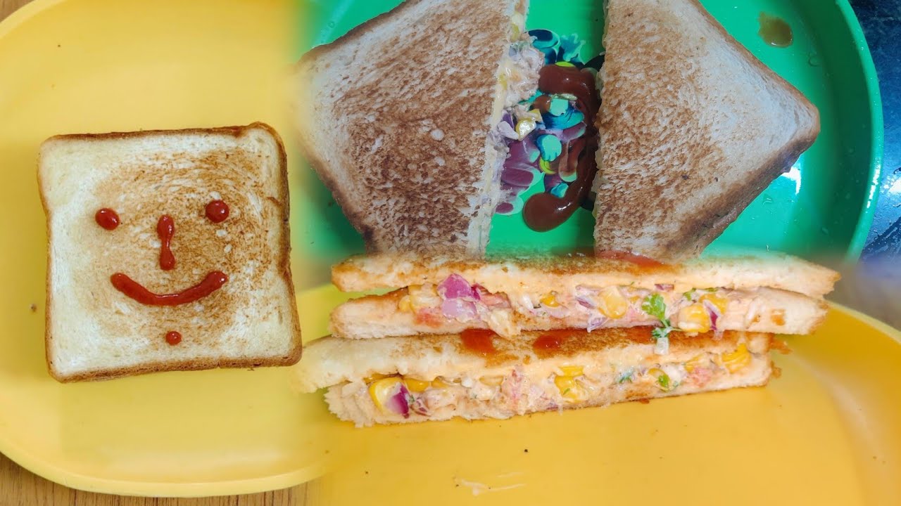 sweet corn 🌽  cheesy 🧀  sandwich with home made mayonnaise  receipe@penguin kitchen