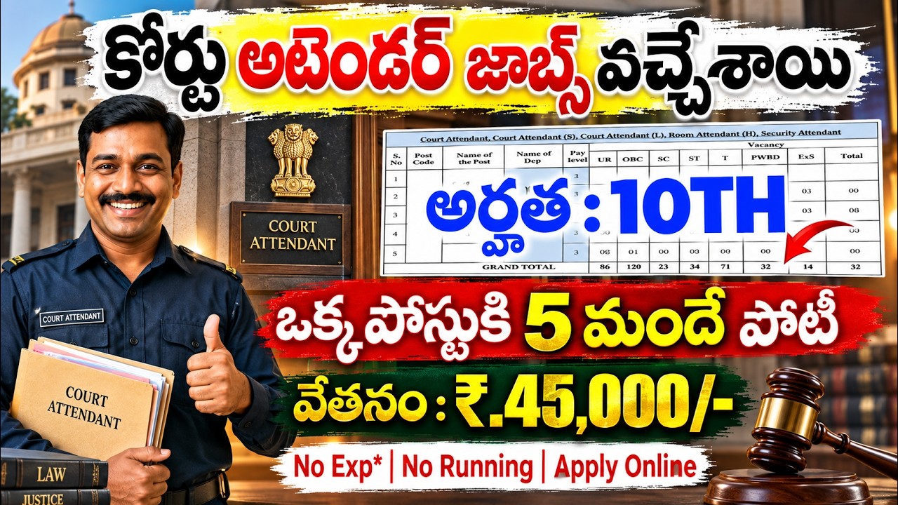 ⚖️ 10th తో కోర్టు అటెండర్ జాబ్స్ వచ్చేశాయ్ | High Court Recruitment 2026 | Latest Govt Jobs telugu