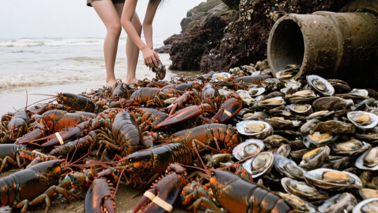 Xiao Zhang's Hands Were Full Of Abalone, And Lobsters Lined Up To Be Picked Up And Taken Home