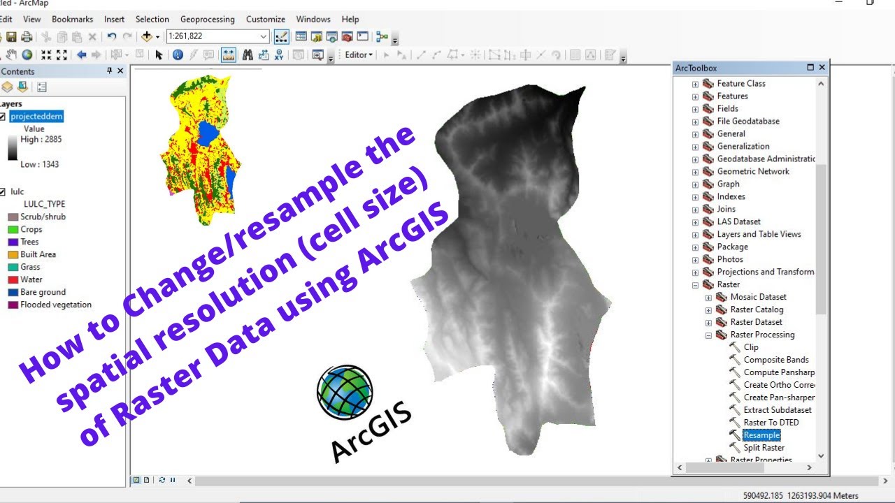 How to change/resample the spatial resolution of raster data using ArcGIS