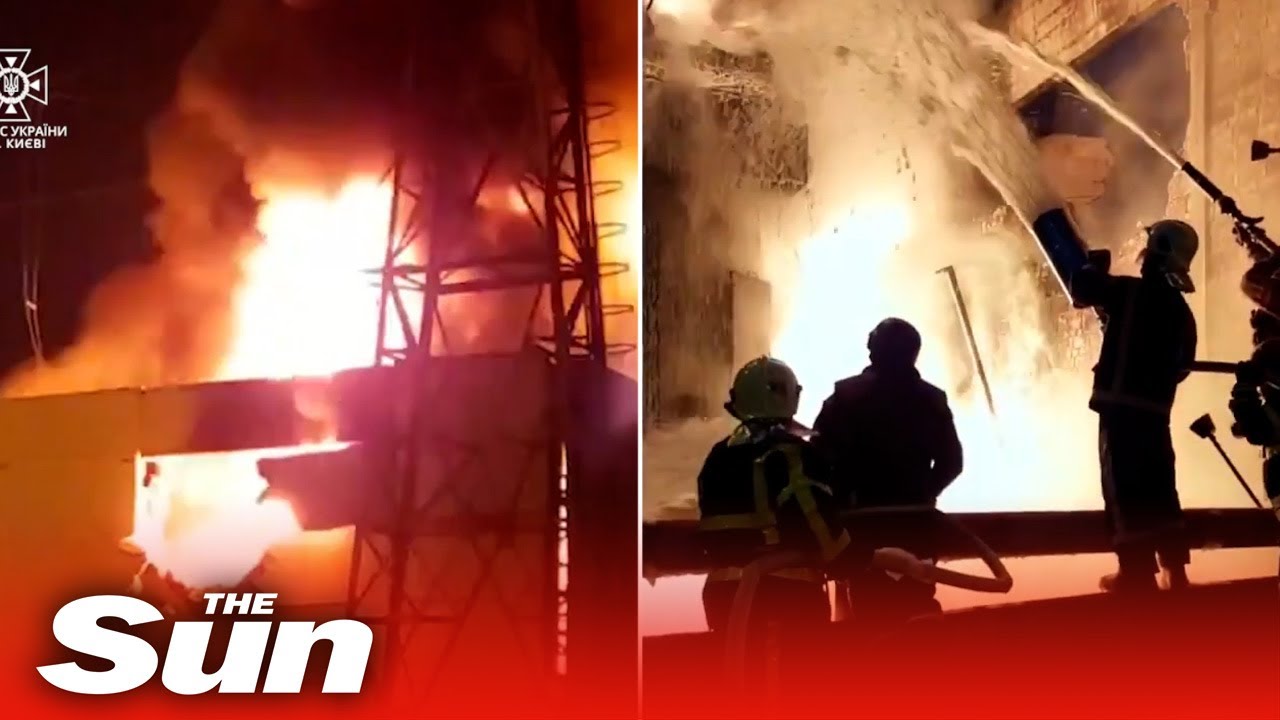 Fire erupts at Kyiv electrical substation after Russian drone strikes