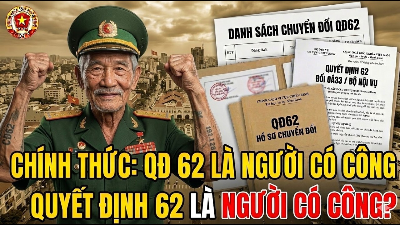 CHÍNH THỨC: Người hưởng QĐ 62 có phải NGƯỜI CÓ CÔNG? #tintuc #cuuchienbinh