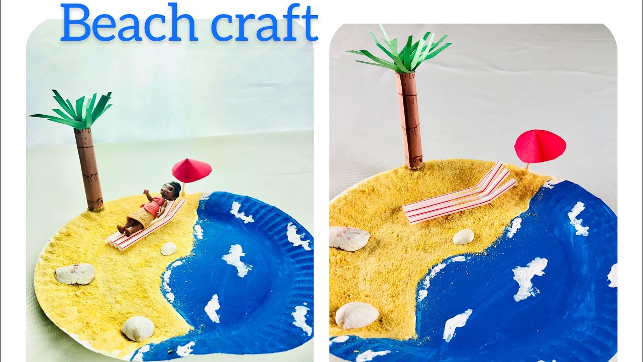 Beach craft for kids🌊 🌊|How to make Beach craft with cornflakes as sand🏖🏝 |Summer craft ideas☀️