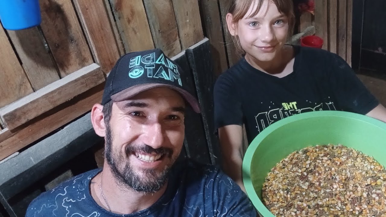 Preparando ração para os galos. 🐓
