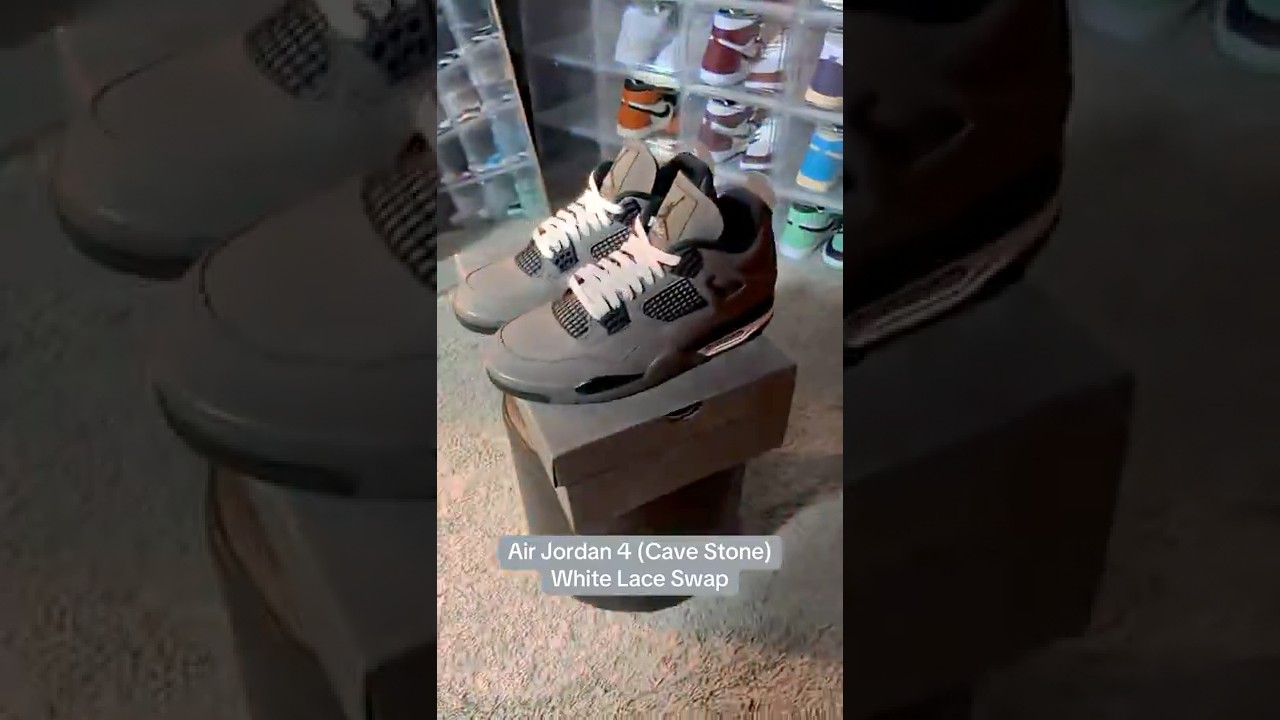 White lace swap on the Air Jordan 4 Cave Stone 