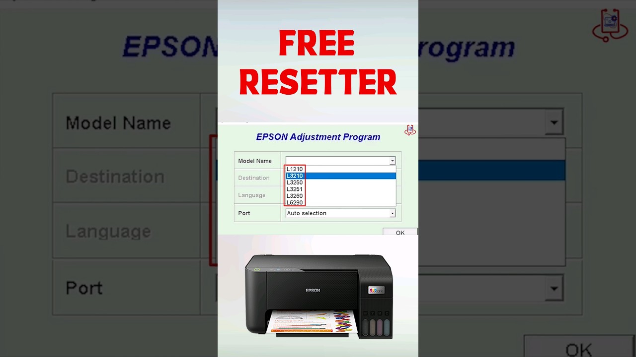 Free Epson L1210, L3210, L3250, L3251, L3260, L5290 Reset Tool. #epsonl3250 #epsonl3210