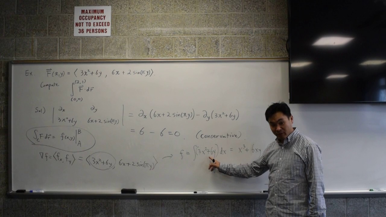 Line integral of a conservative vector field example