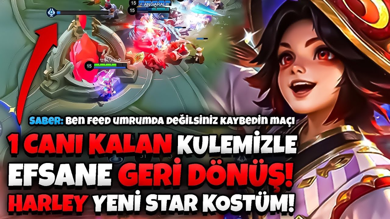 MAİNİM HARLEY'E KOSTÜM GELMİŞ! 1 CANI KALAN ANA KULEDEN EFSANEVİ GERİ DÖNÜŞ! - Mobile Legends
