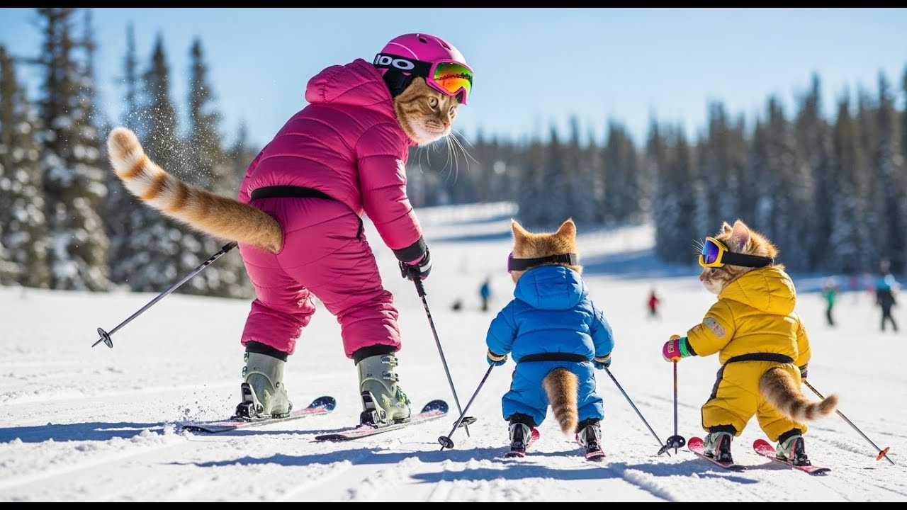 Mama Cat & Twin Kittens Ski Trip A Heartwarming Recovery Journey