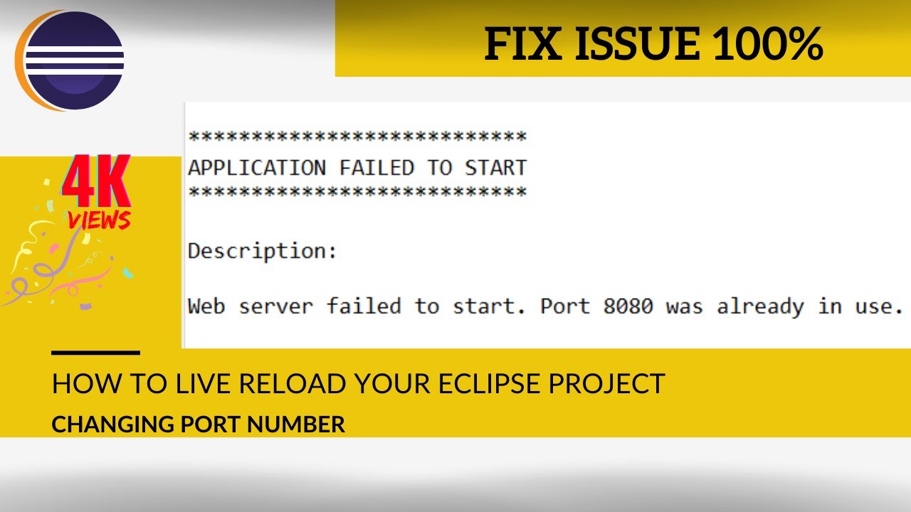 Port 8080  already in use | ECLIPSE | Spring | Live Reload & | Changing port number