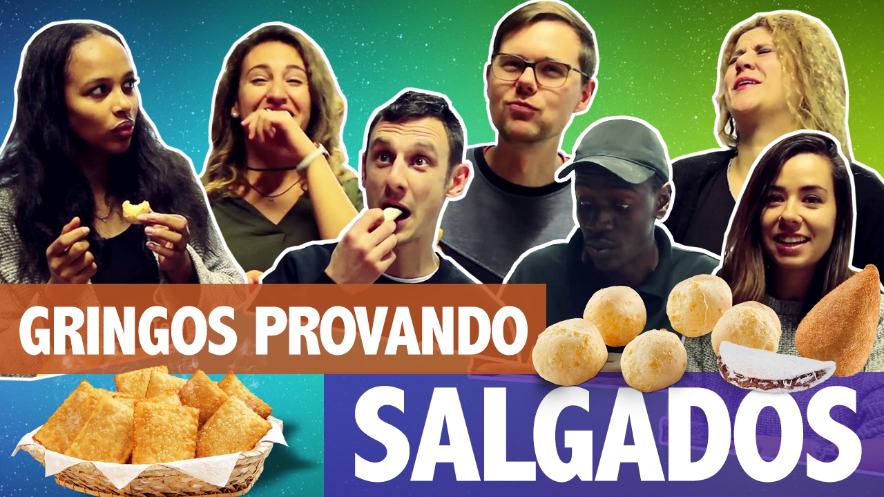 GRINGOS PROVANDO SALGADOS BRASILEIROS