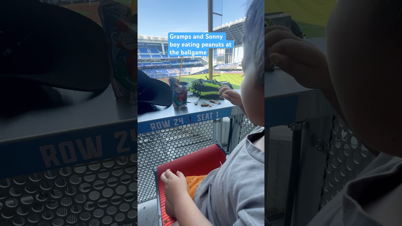 Gramps and little guy eating peanuts watching the ballgame #mlb #baseballboy #baseball #baseballlife