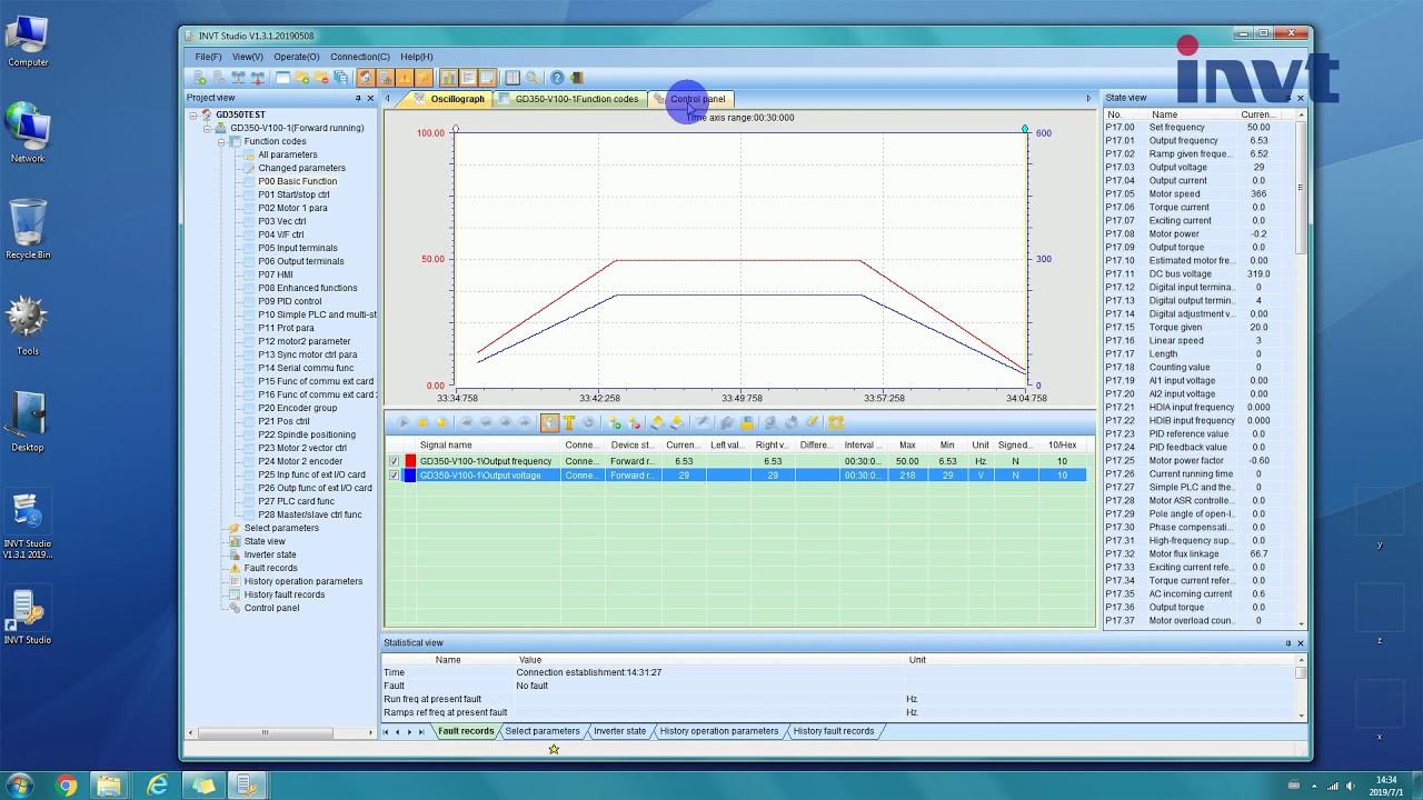 How VFD GD350 RS485 Modbus communicate with INVTStudio?