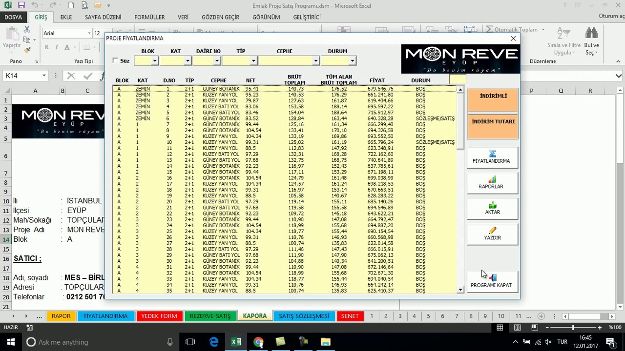 Emlak Proje Satış Programı