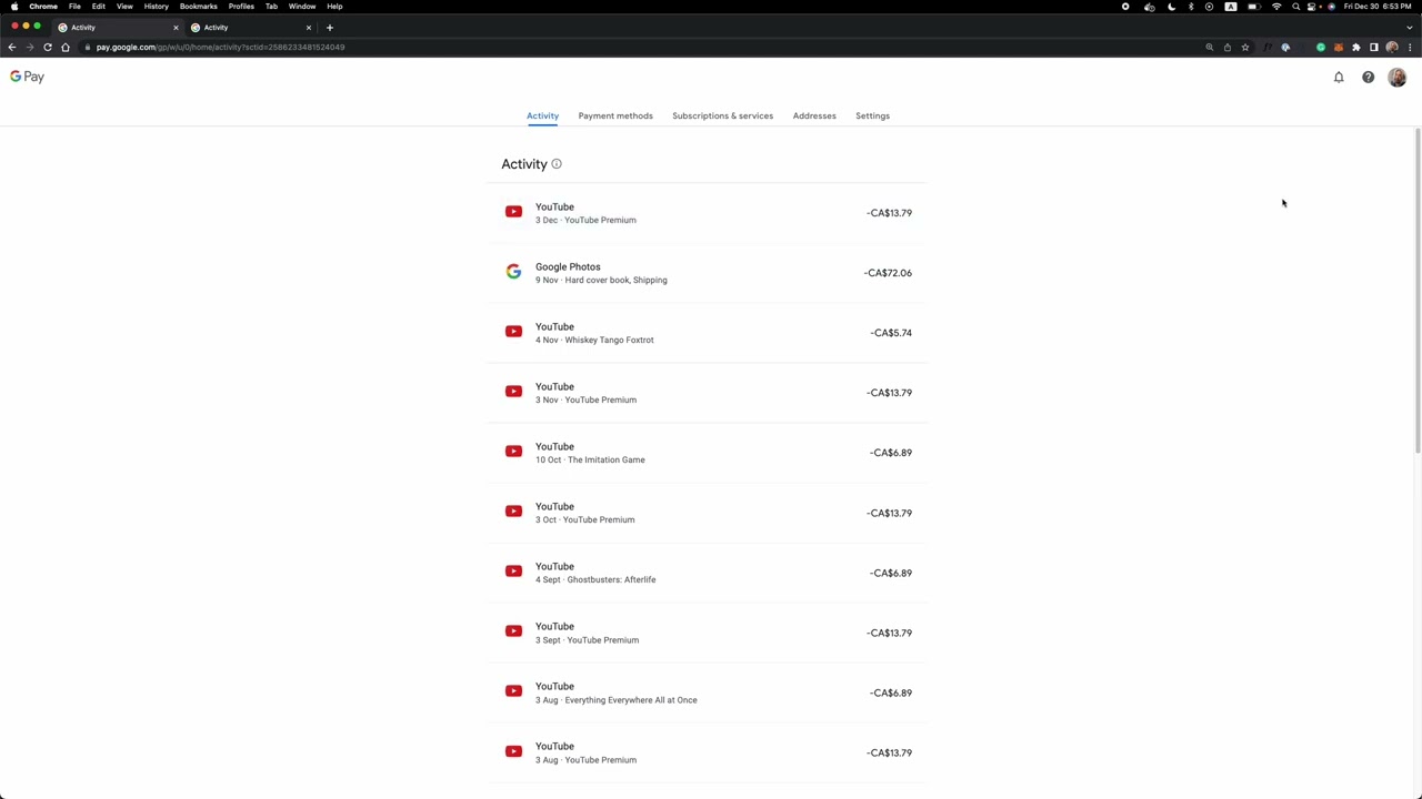 How to print out Youtube Premium receipts