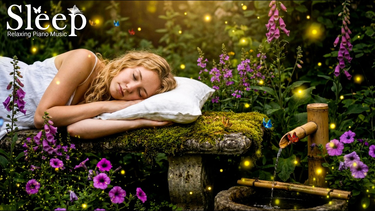 Sleep with Bamboo Water 🍁 Healing Piano & Water Sounds 🌿 Emotional Balance