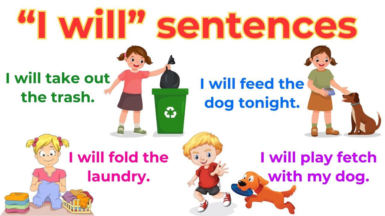 “I will” sentences | Easy Sentences for children | Beginner-Friendly Daily Sentences ☀️🇺🇸