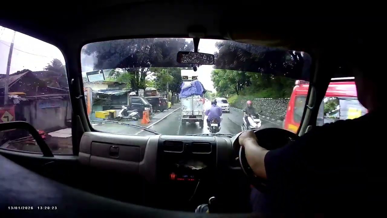 POV Truck Driving in Light Rain | Narrow Roads Daytime | Cabin ASMR