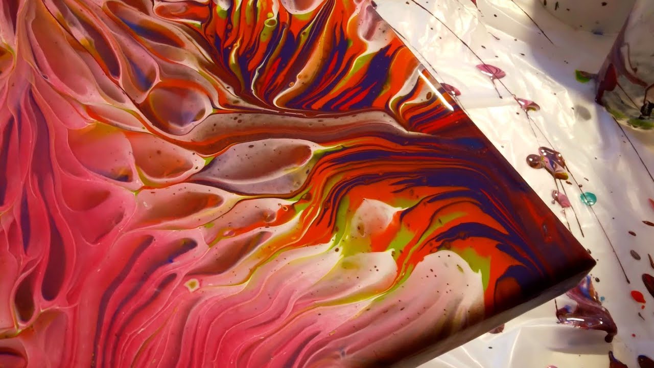 #50 Very pretty split cup acrylic pour! Must see! acrylicpouring abstractart