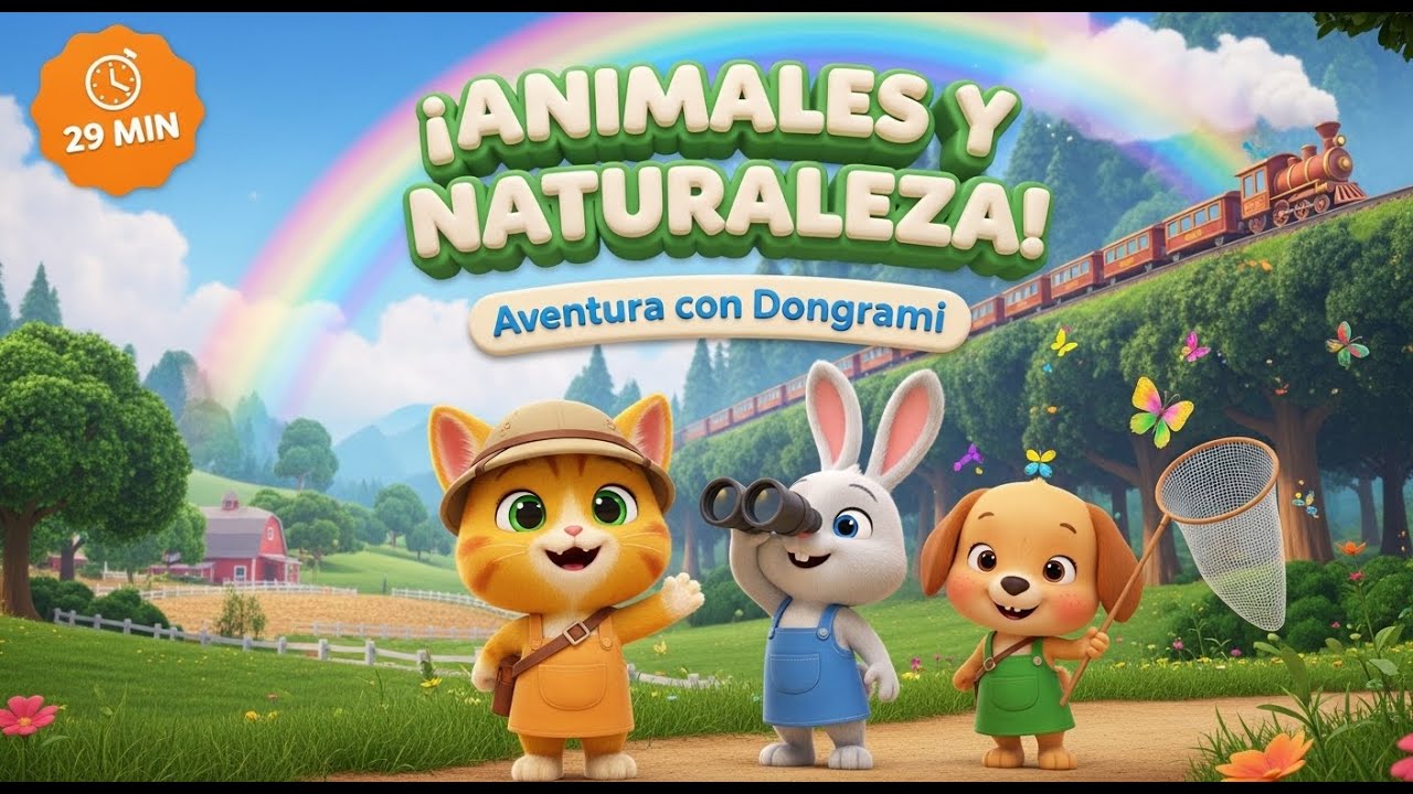 Recopilación: ¡29 Minutos de Aventura en la Granja y el Bosque 🦁🌲 Música para Aprender Español ☀️
